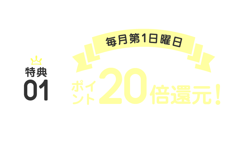 特典：01 毎月第1日曜日ポイント20倍還元！ハローベビー ポイントデー